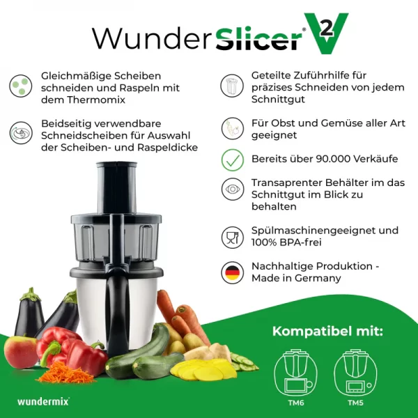 WunderSlicer® V2 + WunderZoodler® (Wundermix) voor Thermomix® TM5/6 - Afbeelding 4