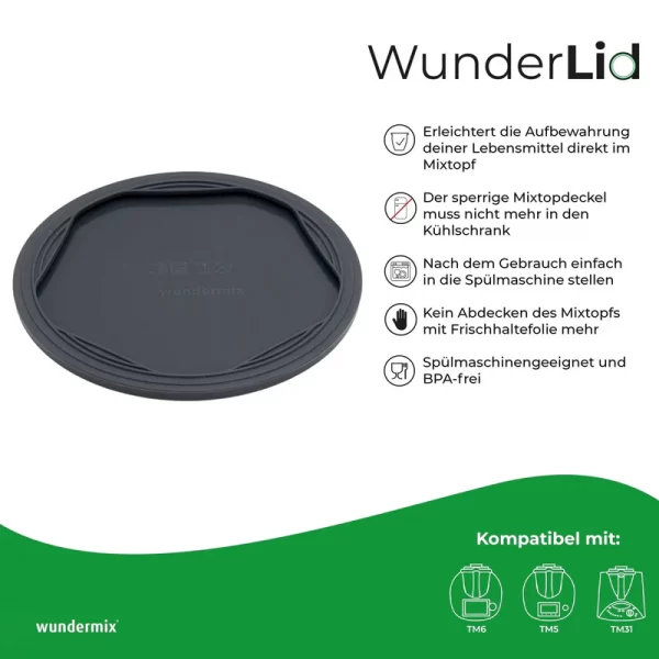Siliconen deksel WunderLid® voor Thermomix® mengbeker TM6, TM5, TM31 (Wundermix) - Afbeelding 3