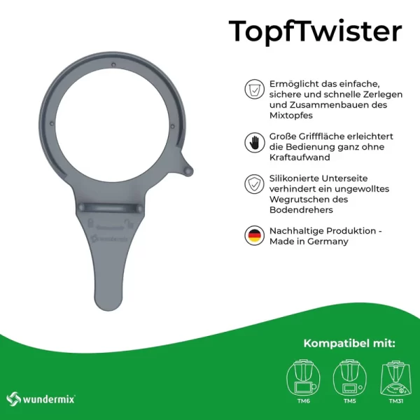 TopfTwister® | Openingshulp voor de mengbekerbasis voor Thermomix® (Wundermix) - Afbeelding 3